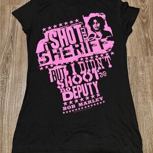 Zion Rootswear Black Tee with Pink Logo